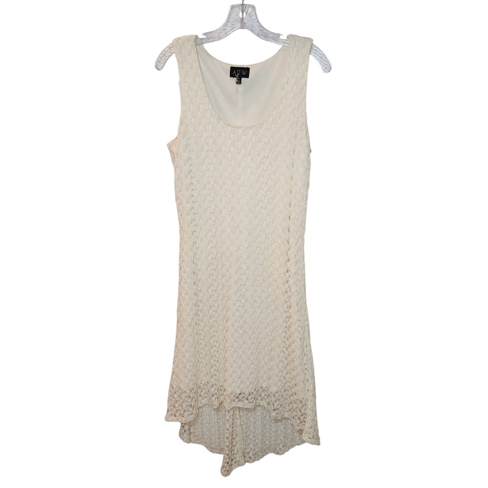 AUW Cream Lace High-Low Sleeveless Pullover Dress Petite Large PL 2048A607P